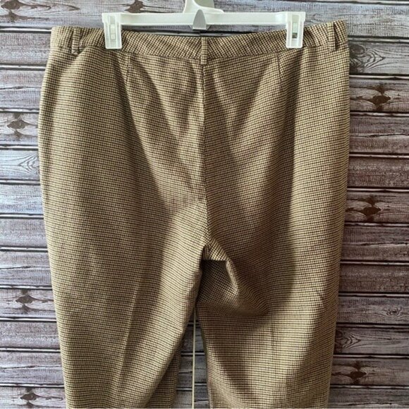 LL Bean Women's Classic Fit Pants Size 20 Regular Tab‎ Brown Houndstooth Pockets - Picture 5 of 8